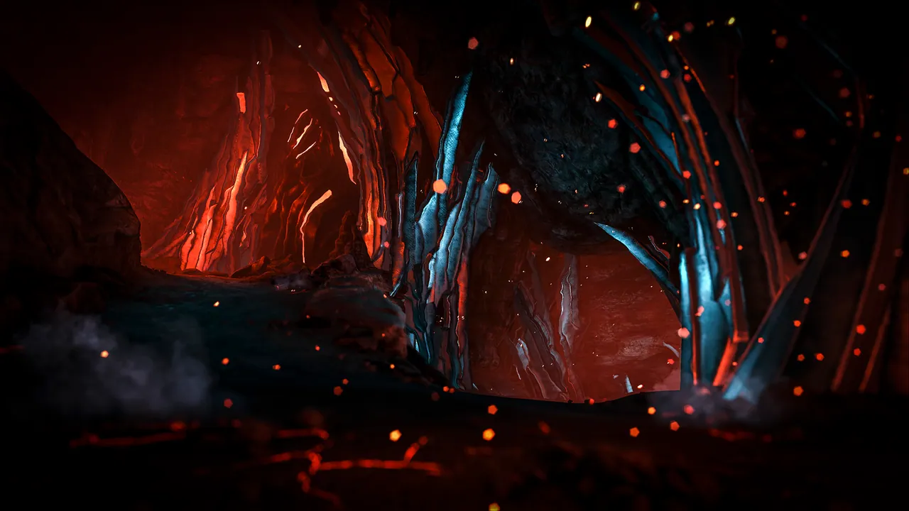 ARK hule interiør, Aberration-stil biome med moody belysning