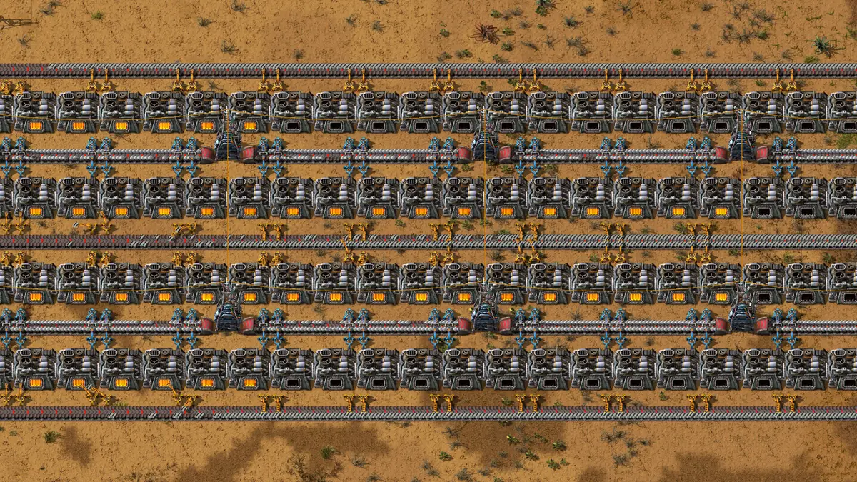 Oändliga bandsystem i en Factorio megabase
