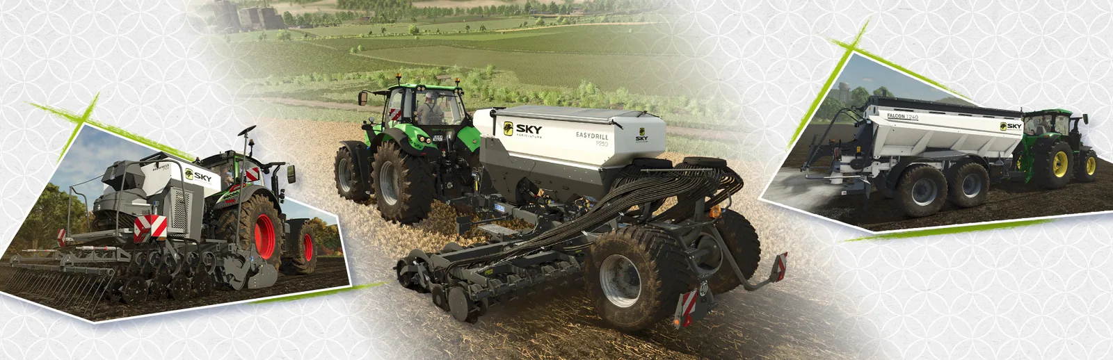 Farming Simulator 25 SKY Agriculture Pack: Deutz-traktor med Easydrill P250 i fält