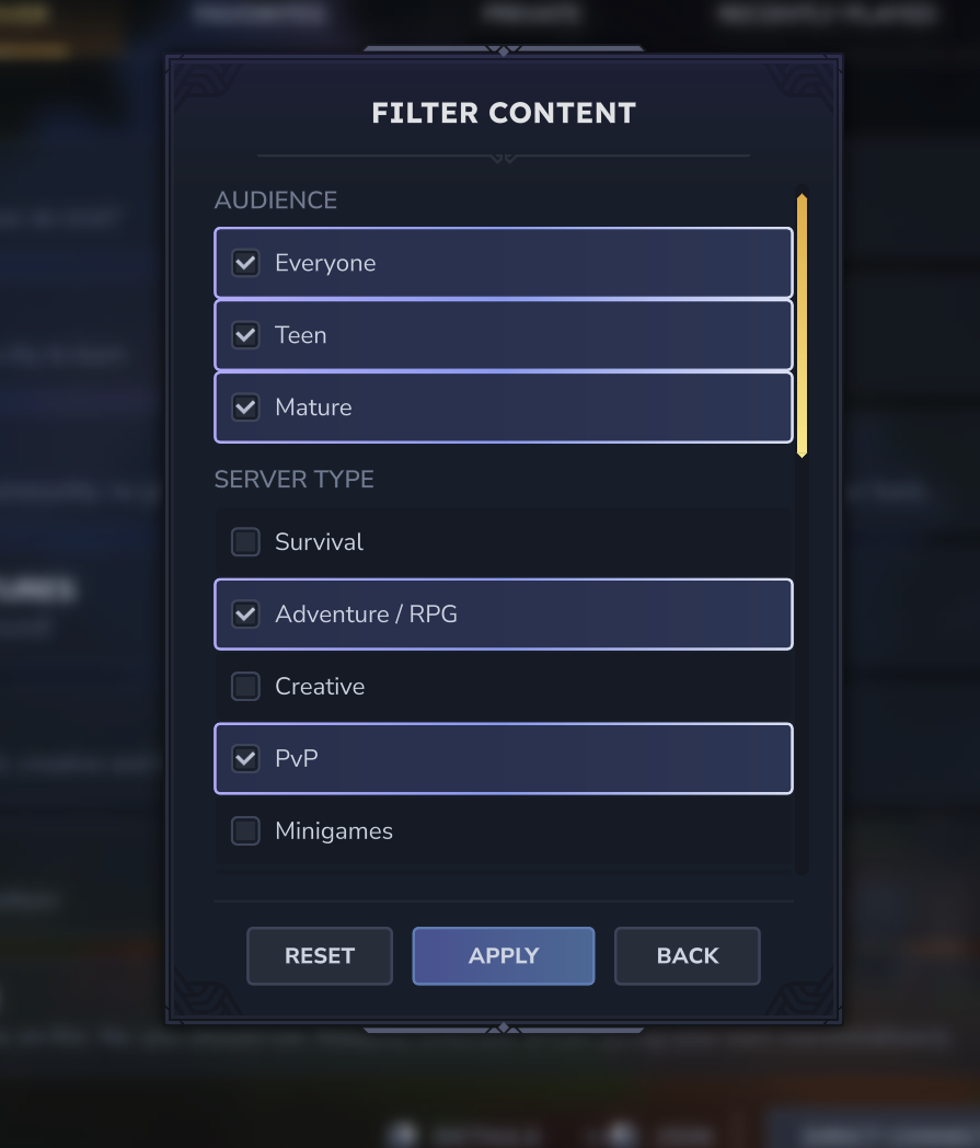 Hytale server-browser i spillet med community-serverliste