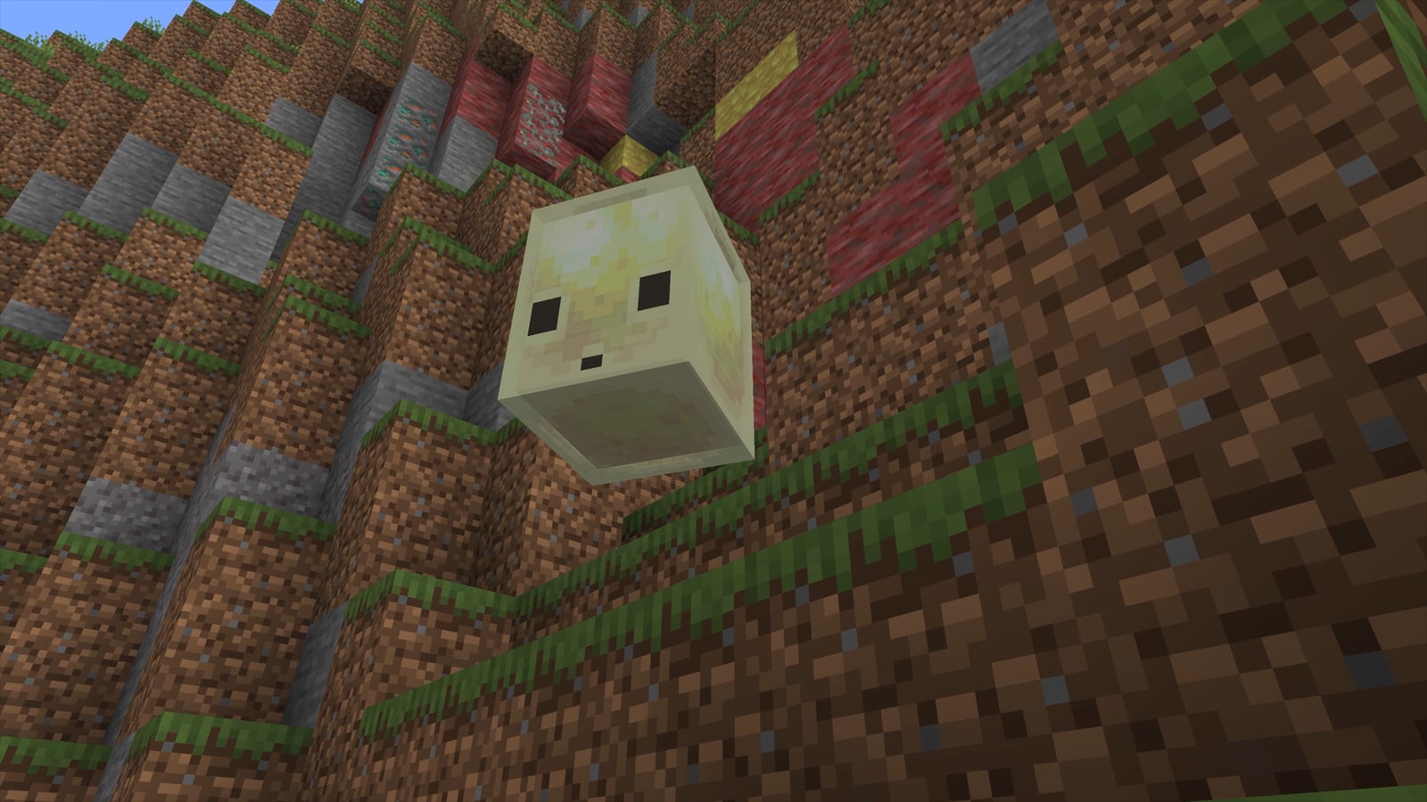 Minecraft Sulfur Cube mob, a pale yellow passive cube from the Chaos Cubed drop