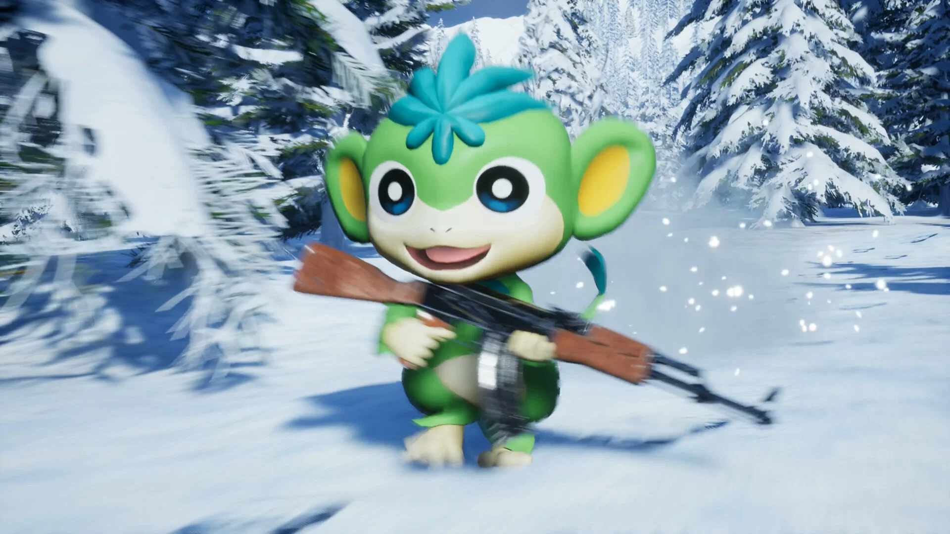 A snowy mountain region in Palworld