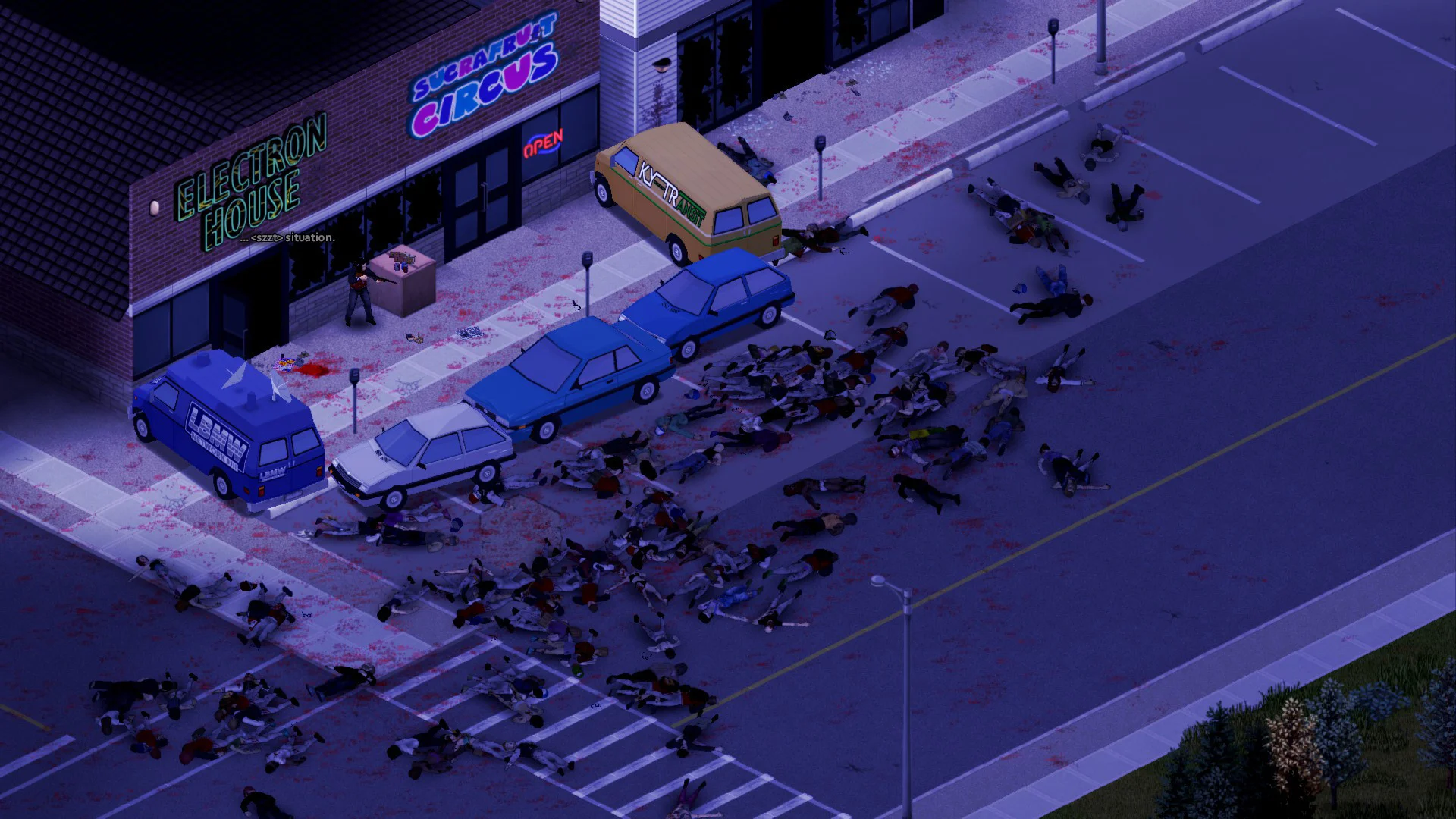 Efterspillet af et stort hordeslag i Project Zomboid