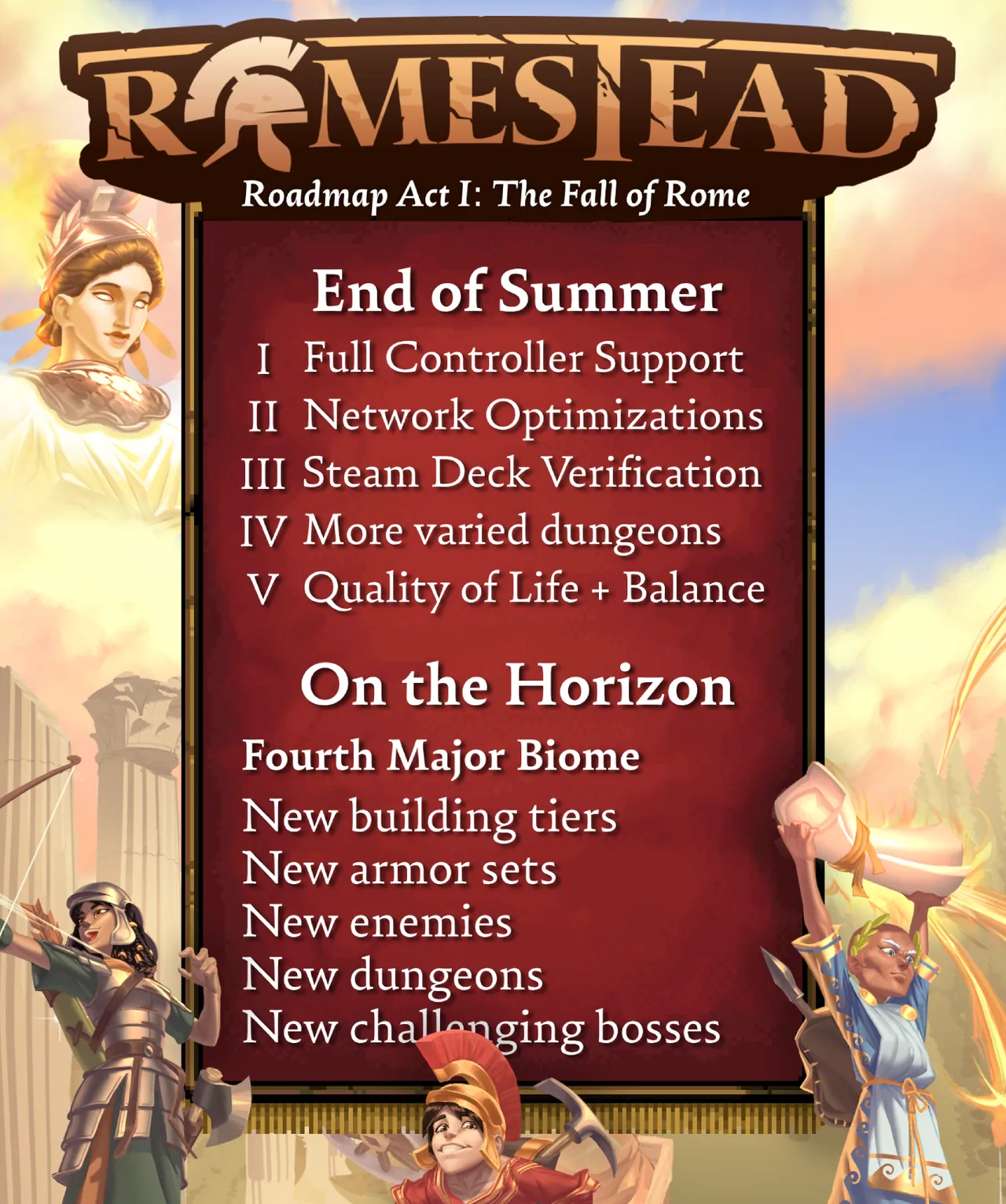 Romestead Roadmap Act I: The Fall of Rome, z priorytetami End of Summer oraz zapowiedzią czwartego biomu