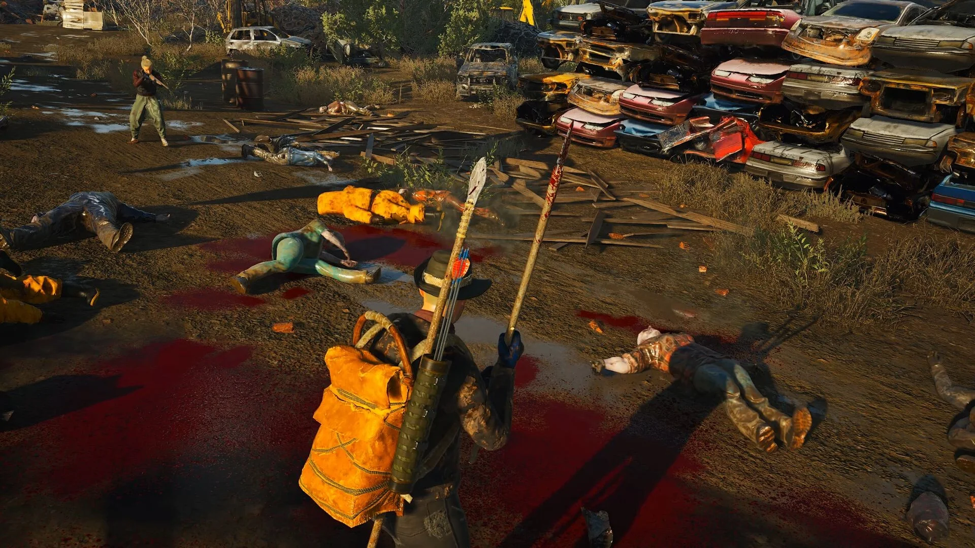 SCUM survivor in a junkyard after a fight