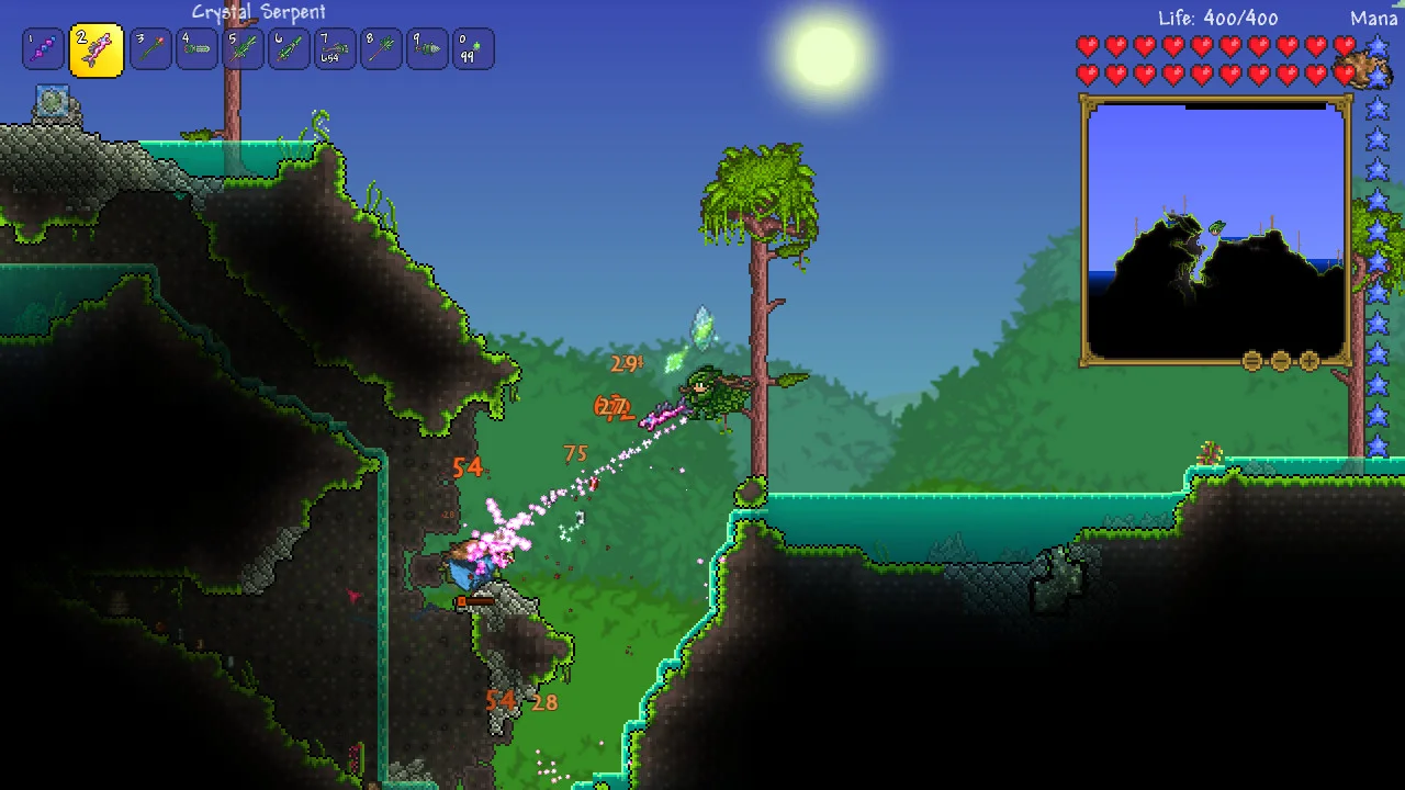 Walka magiczna w Terraria z Crystal Serpent