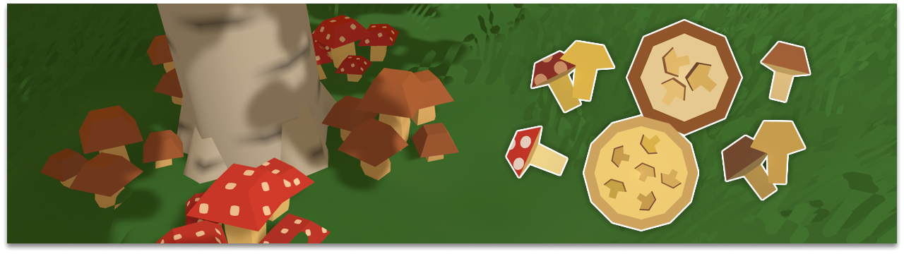 Unturned Wild Harvest samlbare svampe — Brown Cap og Red Spotted varianter under træer