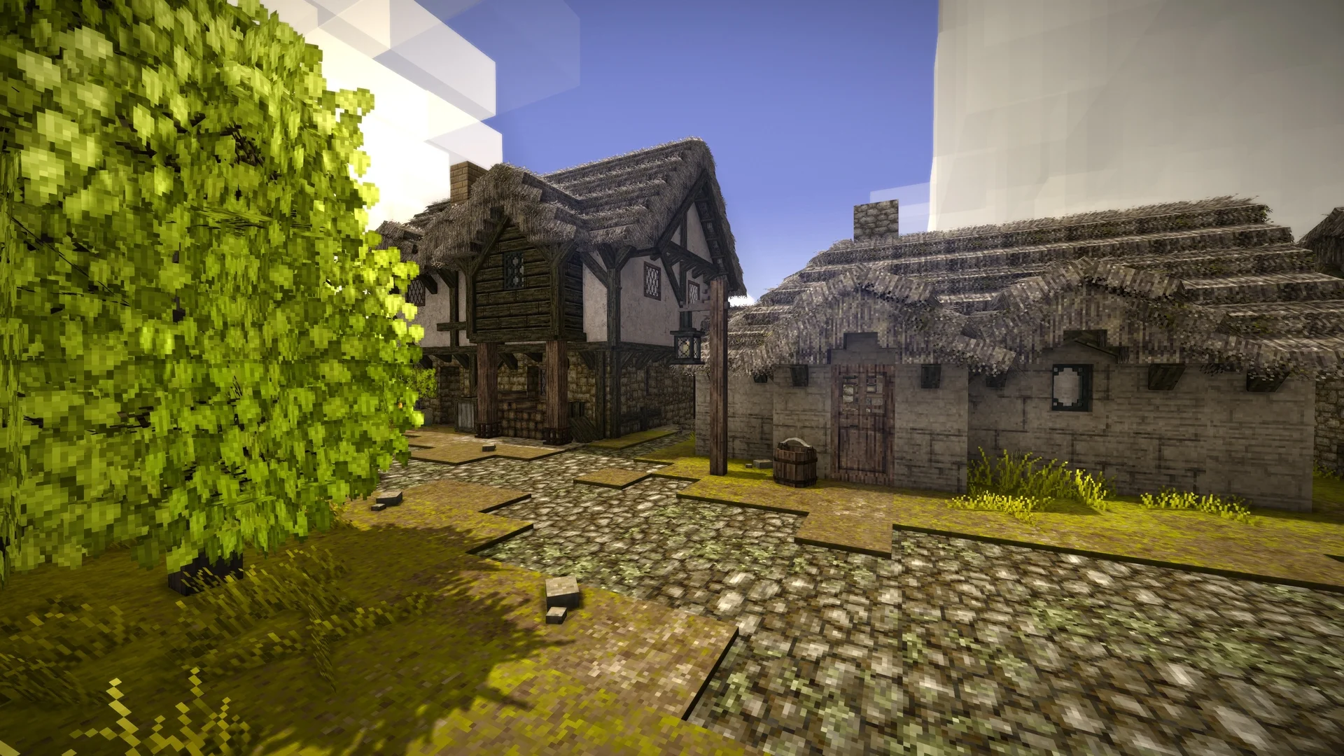 A long-running Vintage Story settlement built up over many in-game seasons