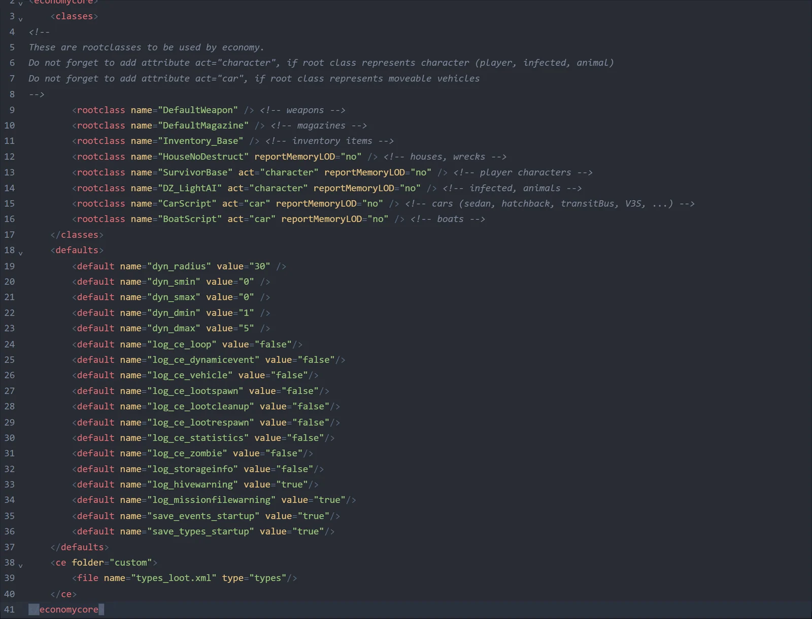 Registrering af en custom loot-fil i cfgeconomycore.xml