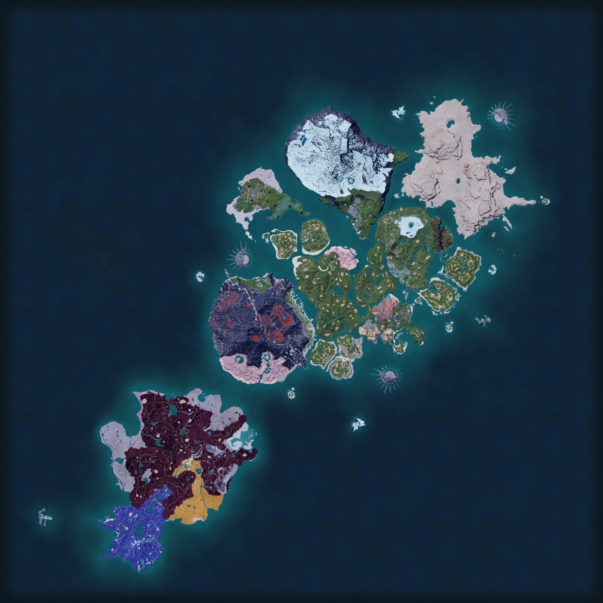 Palworld world map of the Palpagos Islands